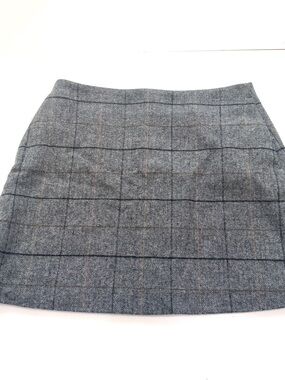Uniqlo Gray Windowpane Herringbone wool blend Mini Skirt size 8
